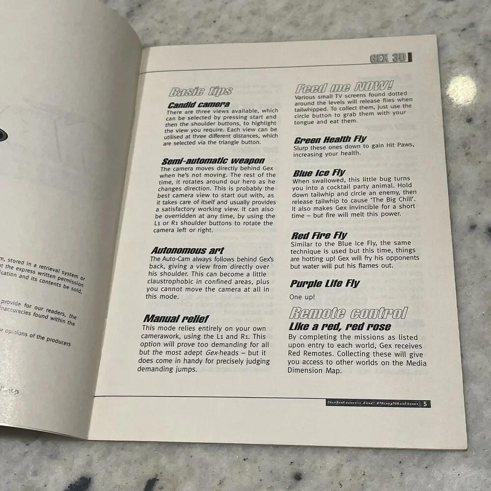 Gex 3D Enter the Gecko PS1 Game complete 36 Page Players Guide Strategy Book